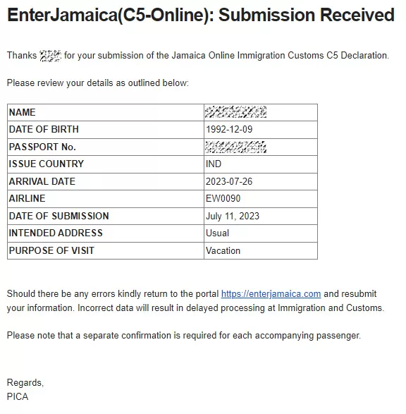 Jamaica C5 Form requirements Visas For Future